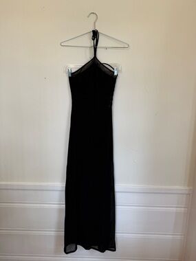 Miaou Black Halter Maxi Dress with Sheer Neckline